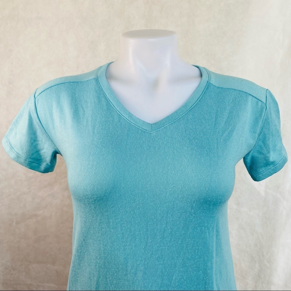 Sonoma V Neck Light Teal Tee - Picture 3 of 9
